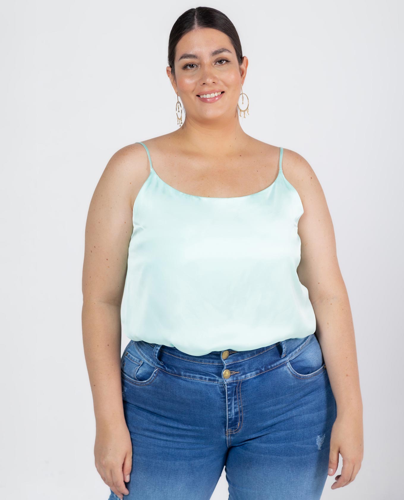 BLUSA BÁSICA TALLAS GRANDES OLIVIA VERDE MENTA Adrissa