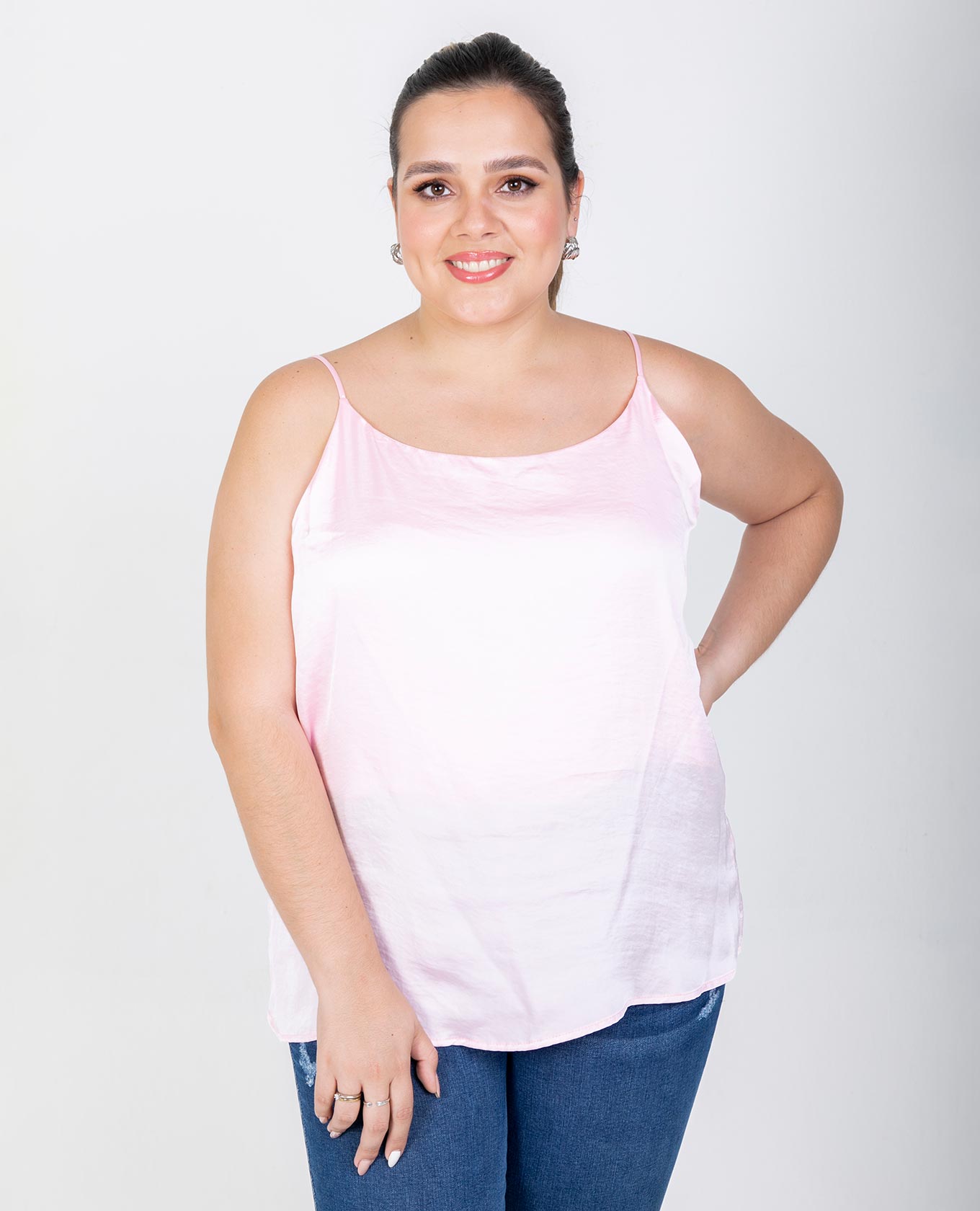 BLUSA BÁSICA TALLAS GRANDES OLIVIA ROSADO Adrissa