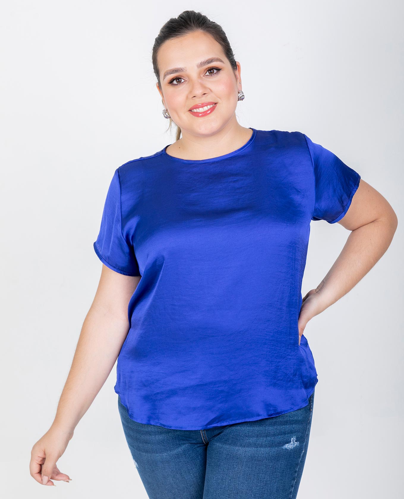 BLUSA TALLAS GRANDES BÁSICA MARÍA AZUL REY Adrissa