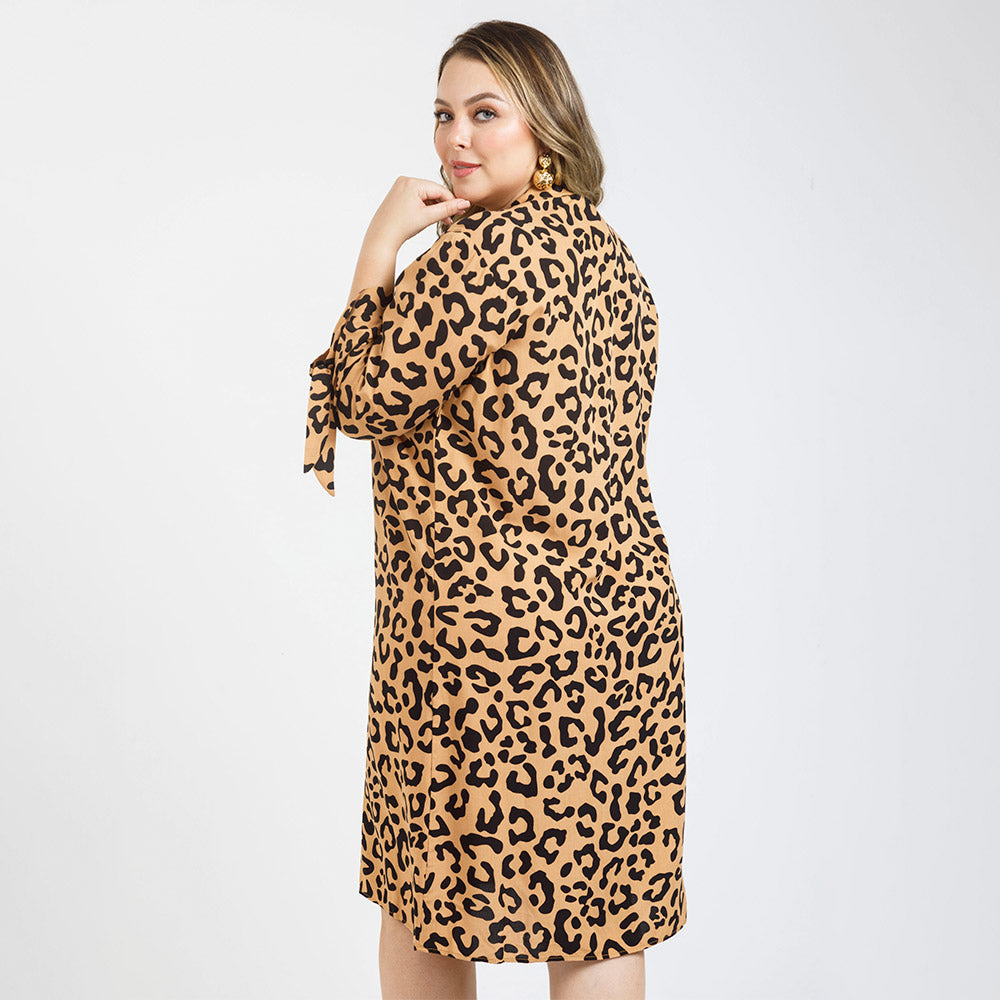 VESTIDO CORTO TALLAS GRANDES ESTAMPADO ANIMAL PRINT Adrissa