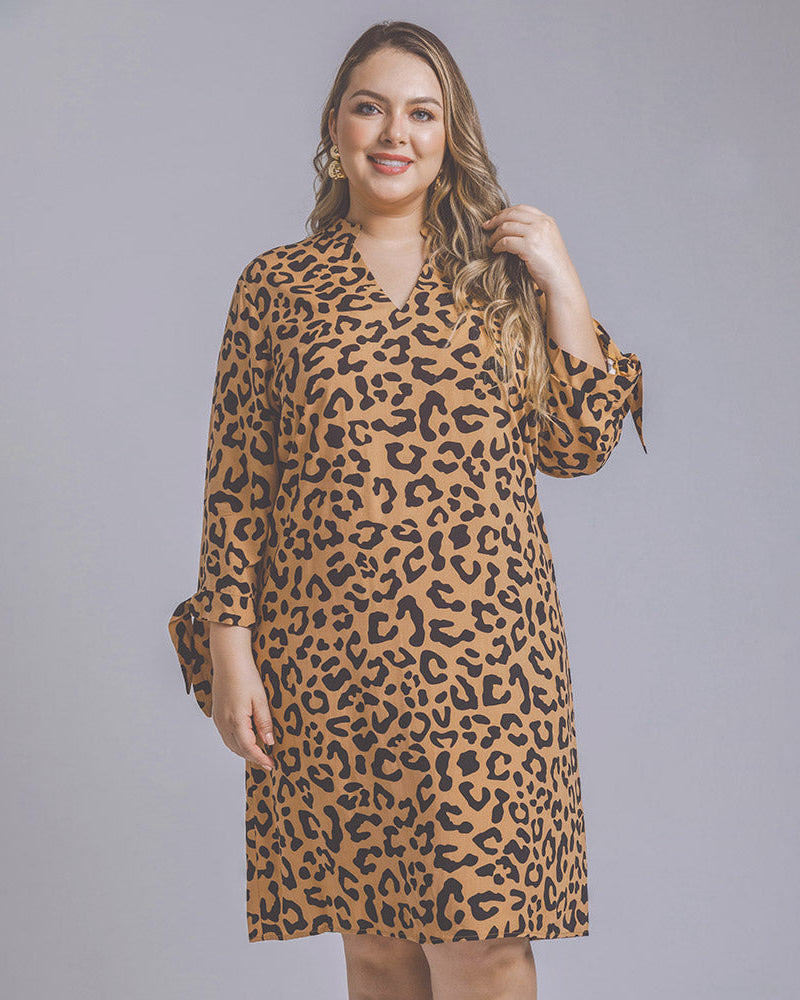 VESTIDO CORTO TALLAS GRANDES ESTAMPADO ANIMAL PRINT Adrissa