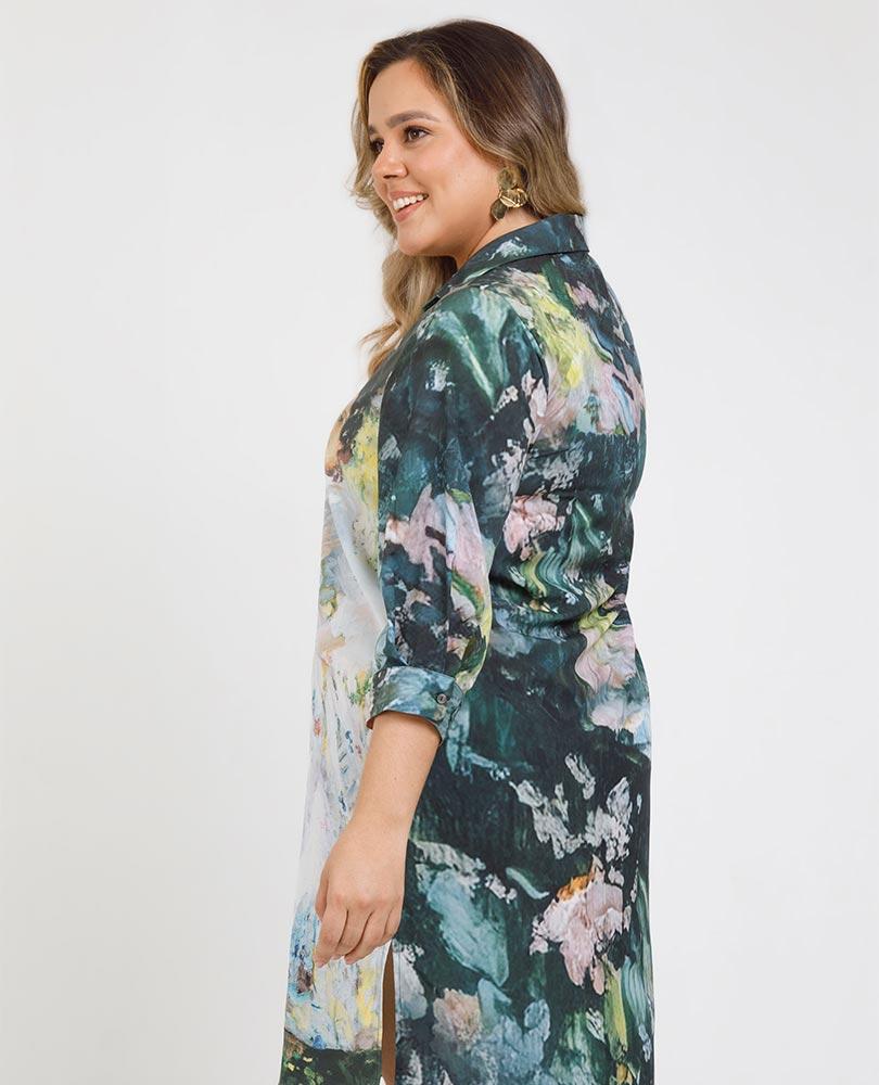 VESTIDO SOROLLA TALLAS GRANDES CAMISERO MANGA 3/4 CON CINTURON Adrissa | Ropa para mujer Vestidos
