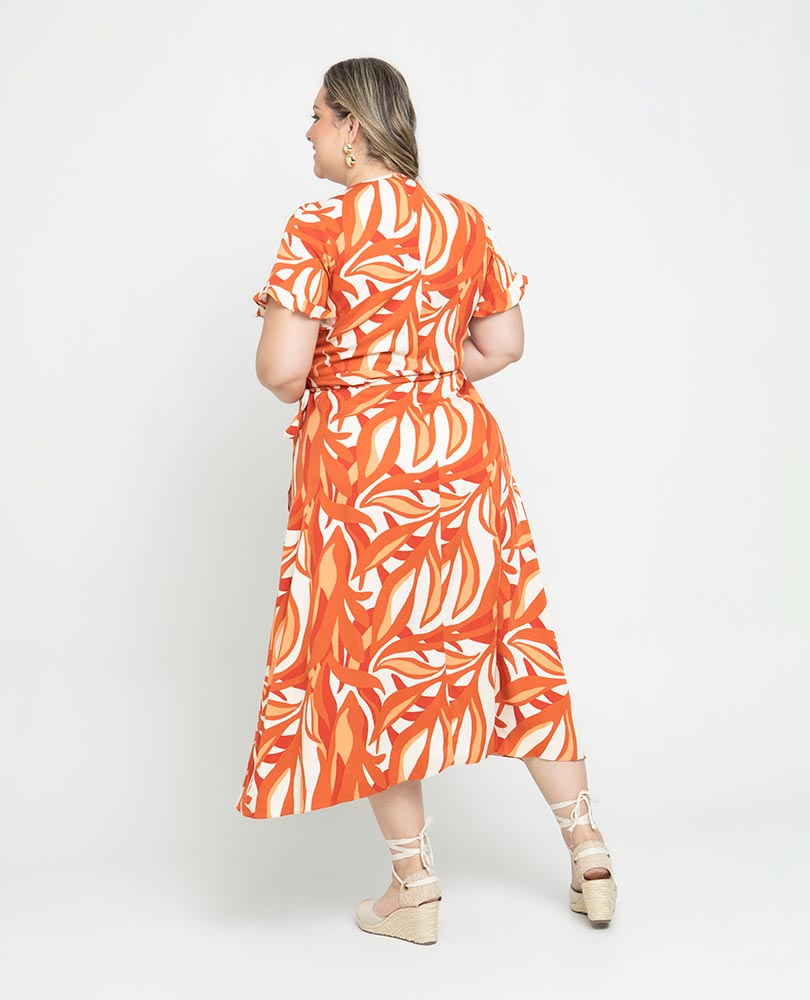 VESTIDO MIDI TALLAS GRANDES SILUETA ENVOLVENTE Adrissa