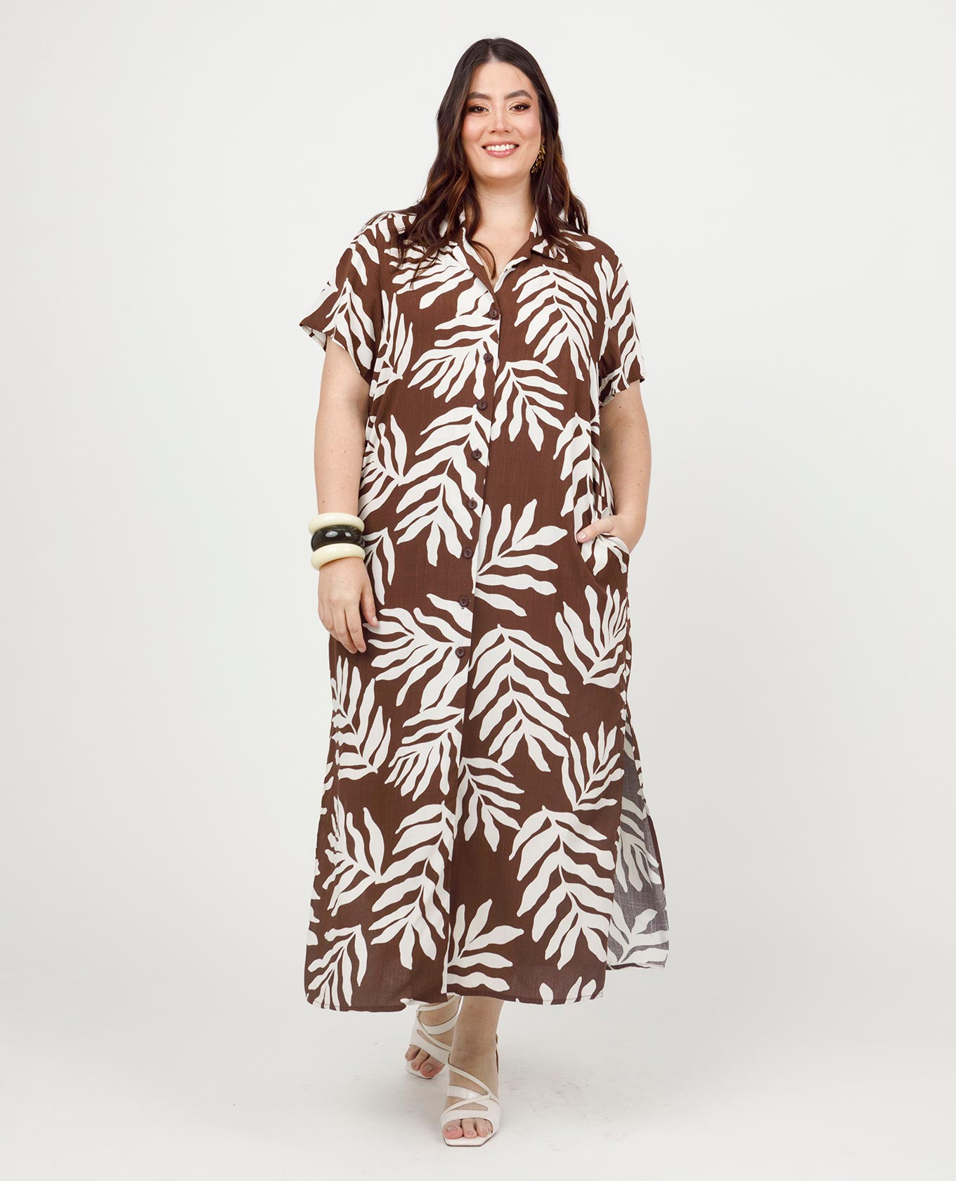 VESTIDO CAMISERO TALLAS GRANDES ESTAMPADO BICOLOR MANGA CORTA Adrissa | Ropa para mujer Vestidos