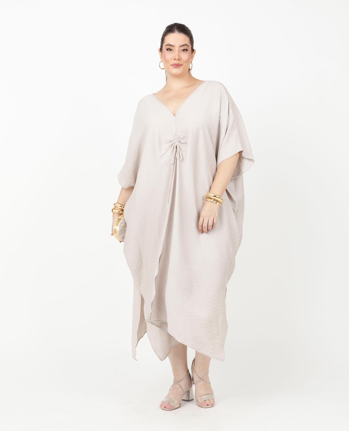 VESTIDO CELEBRACIÓN TALLAS GRANDES ESCOTE V PROFUNDO CON CANAL Adrissa