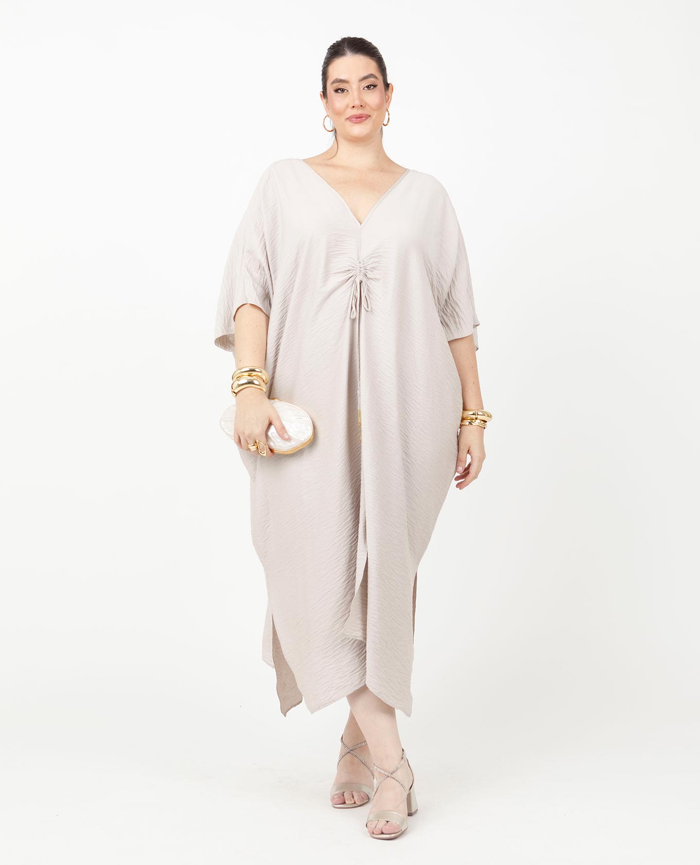 VESTIDO CELEBRACIÓN TALLAS GRANDES ESCOTE V PROFUNDO CON CANAL Adrissa