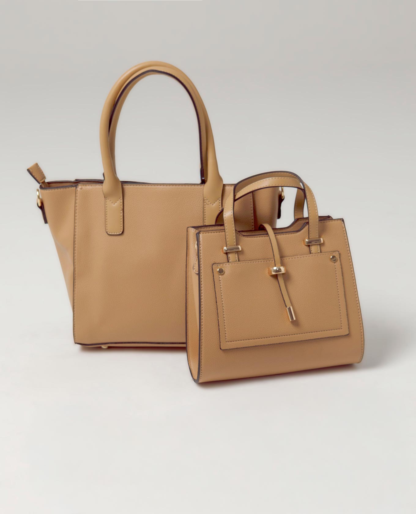 DÚO TOTE ESTRUCTURADO MANOS LIBRES MIEL Adrissa | Ropa para mujer