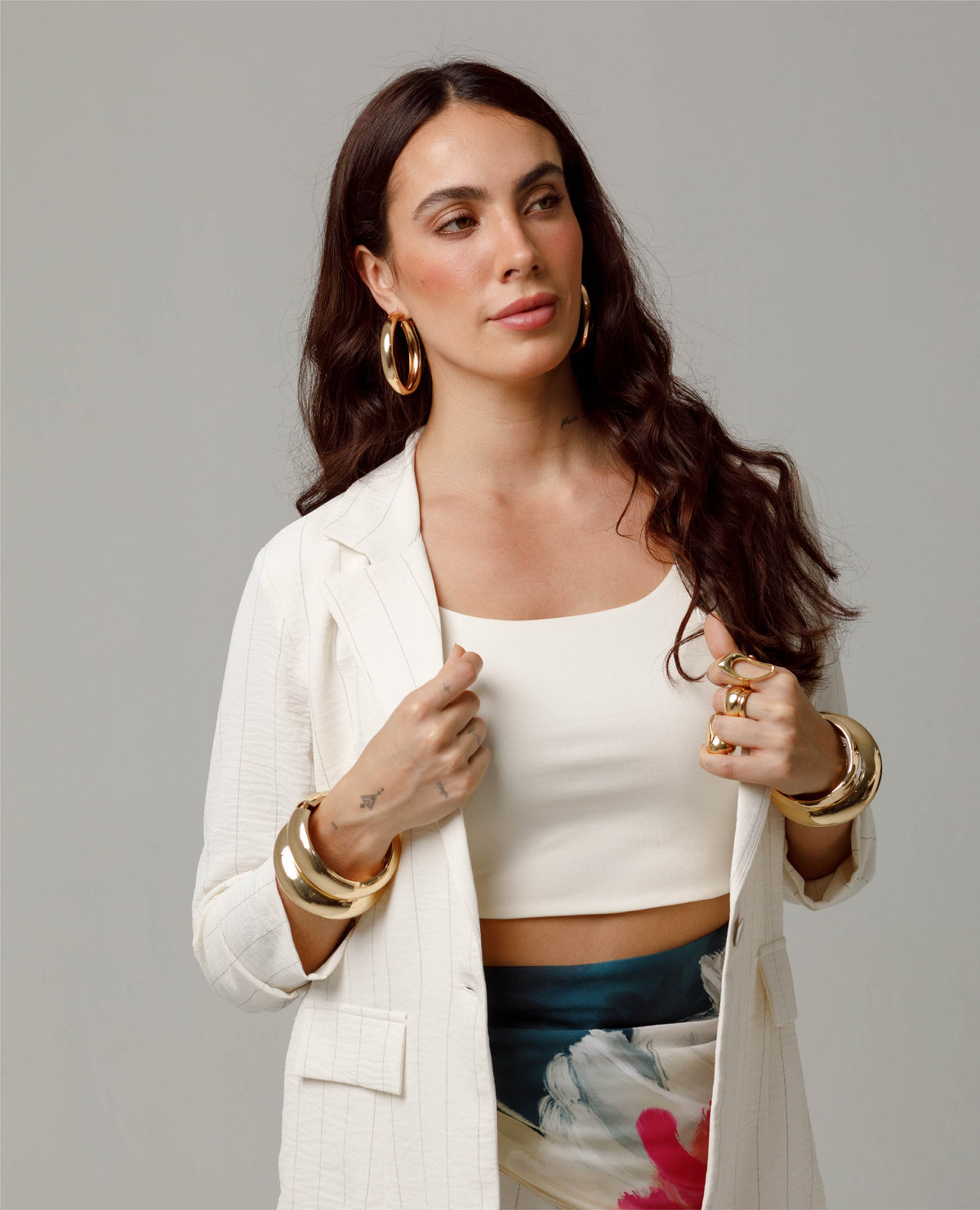 CAMI BLAZER LIVIANO PARA MUJER EN RAYA TIZA