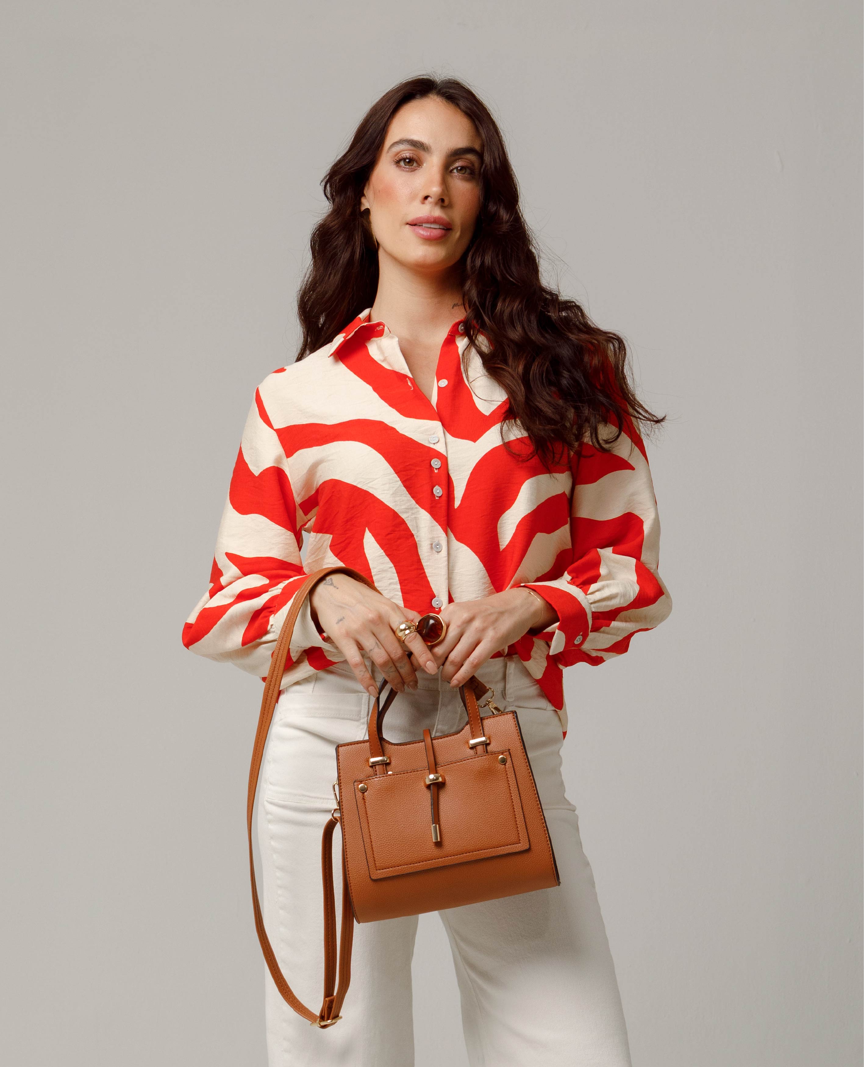 CAMISA MANGA LARGA PARA MUJER ESTAMPADO BICOLOR FIT REGULAR