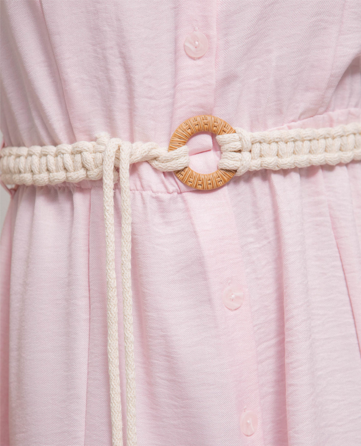 VESTIDO CAMISERO PARA MUJER MANGA SISA CON CINTURON EN MACRAME Adrissa | Ropa para mujer Vestidos