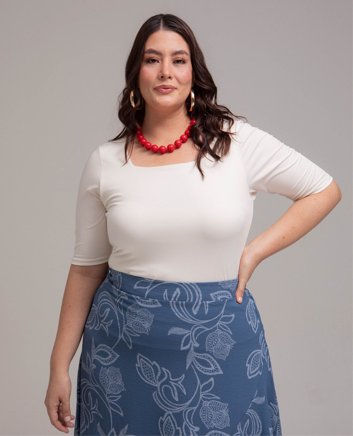 FALDA LARGA TALLAS GRANDES ESTAMPADA ASIMETRICA CON BOLERO