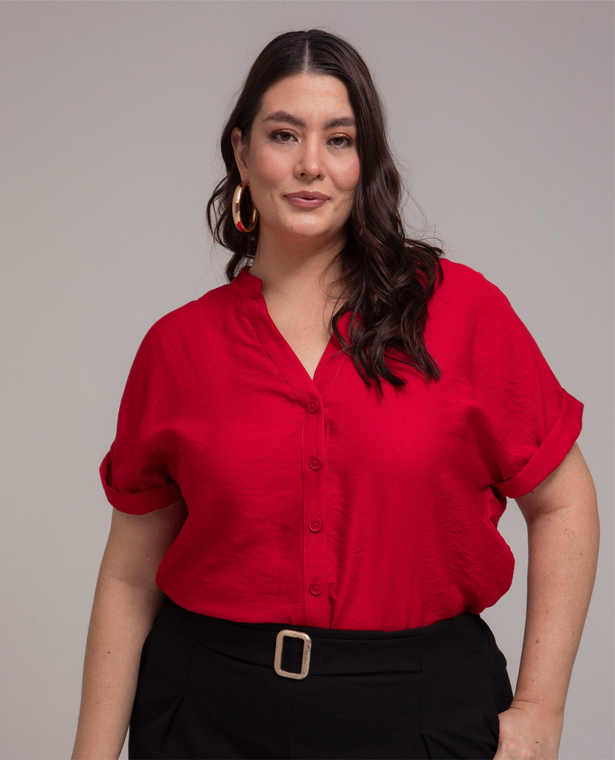 CAMISA MANGA RODADA TALLAS GRANDES CUELLO NERU Adrissa | Ropa para mujer Camisas