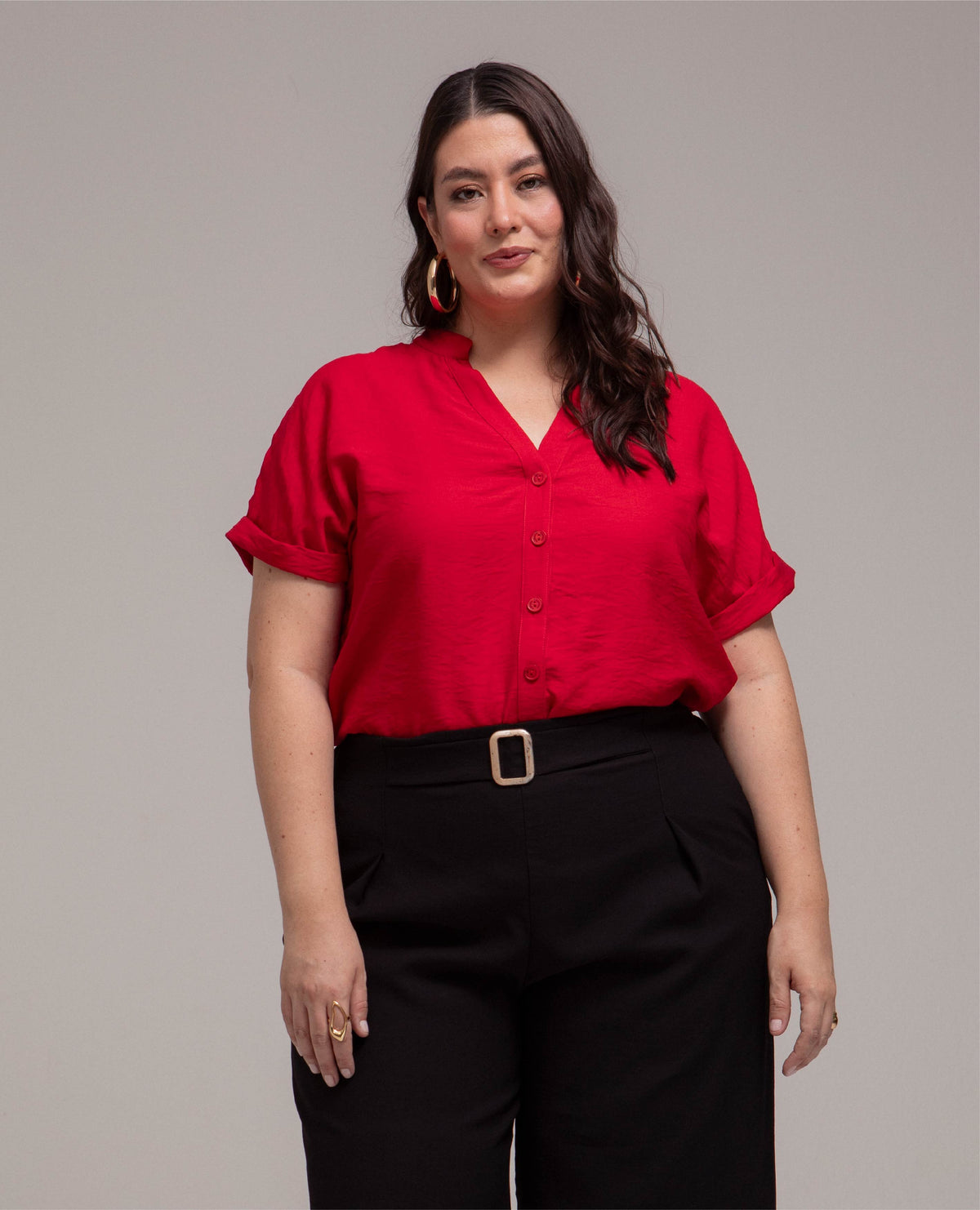CAMISA MANGA RODADA TALLAS GRANDES CUELLO NERU Adrissa | Ropa para mujer Camisas