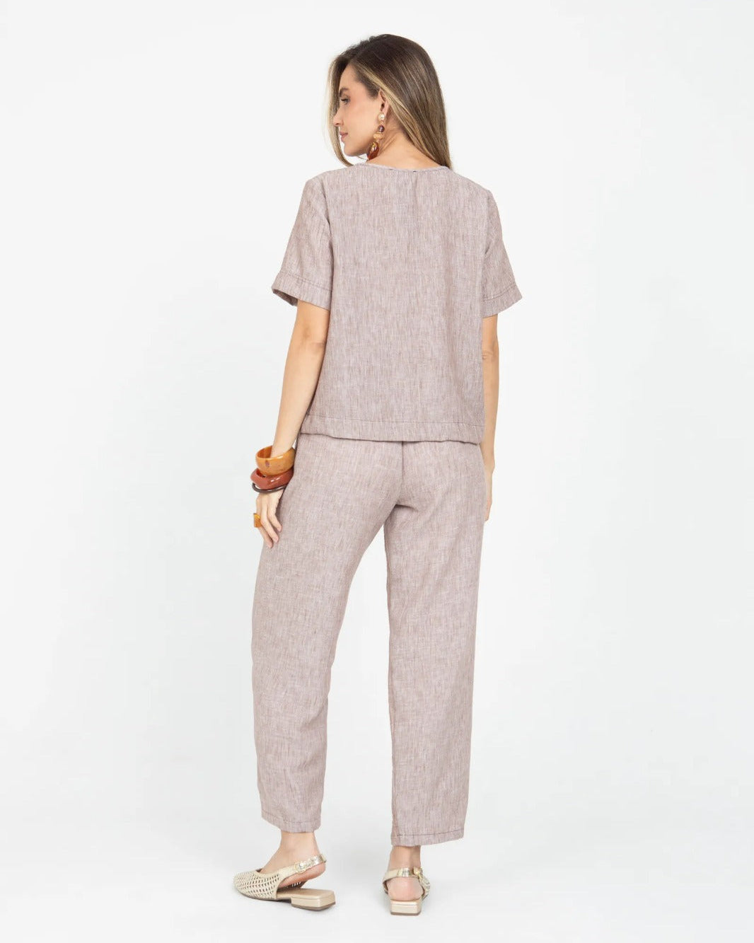 PANTALÓN RECTO PARA MUJER CINTURA CON ELÁSTICO Y TIRA PARA ANUDAR Adrissa | Ropa para mujer Pantalones