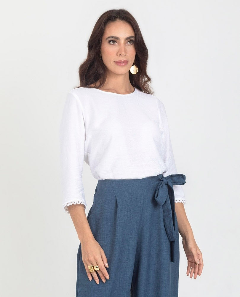 BLUSA BLANCA PARA MUJER MANGA 3/4 Adrissa