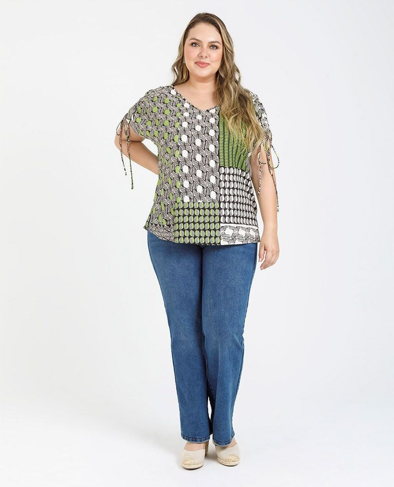 BLUSA ESCOTE V TALLAS GRANDES ESTAMPADA Adrissa