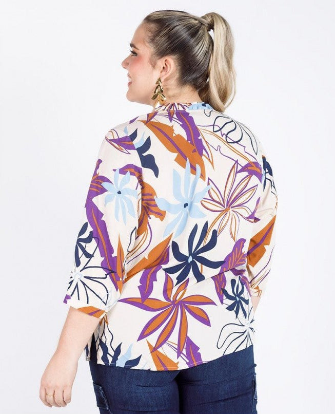 BLUSA ESTAMPADA TALLAS GRANDES ESCOTE V Adrissa