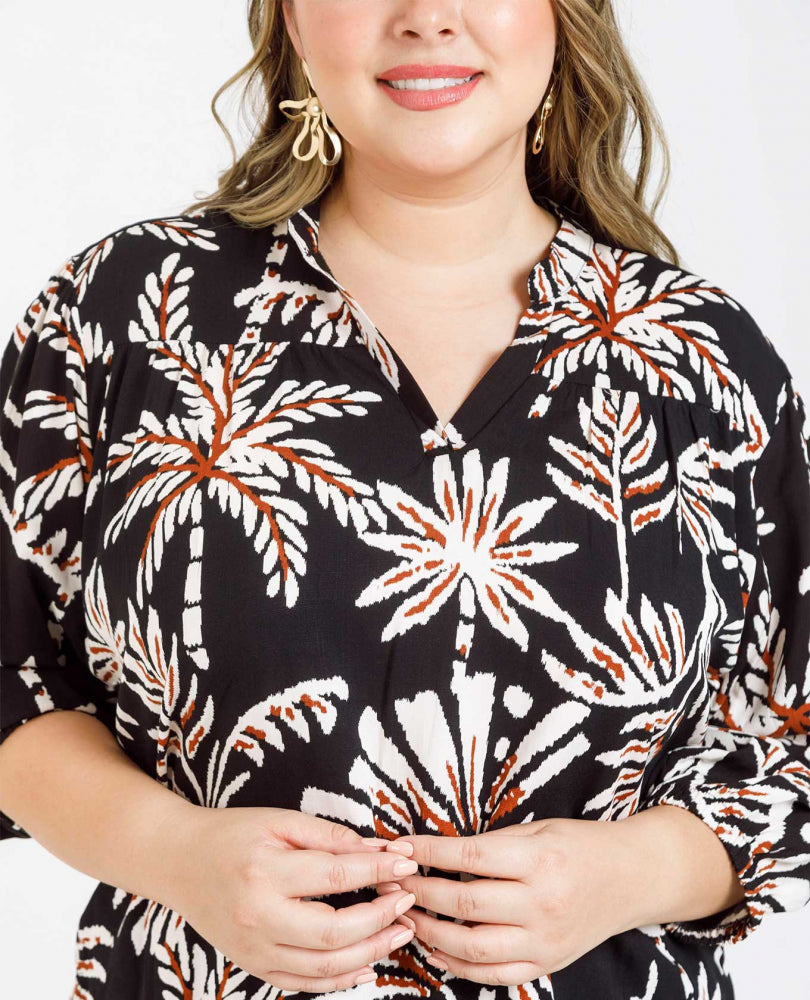 BLUSA ESTAMPADA TALLAS GRANDES MANGA 3/4 Adrissa