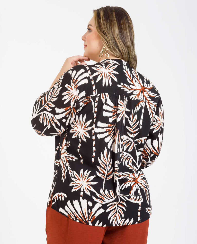 BLUSA ESTAMPADA TALLAS GRANDES MANGA 3/4 Adrissa