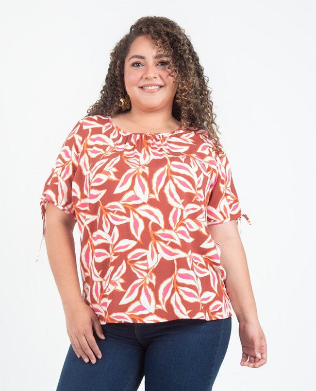 BLUSA ESTAMPADA TALLAS GRANDES MANGA CORTA Adrissa
