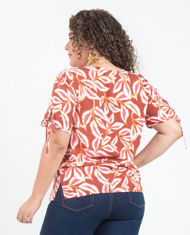 BLUSA ESTAMPADA TALLAS GRANDES MANGA CORTA Adrissa