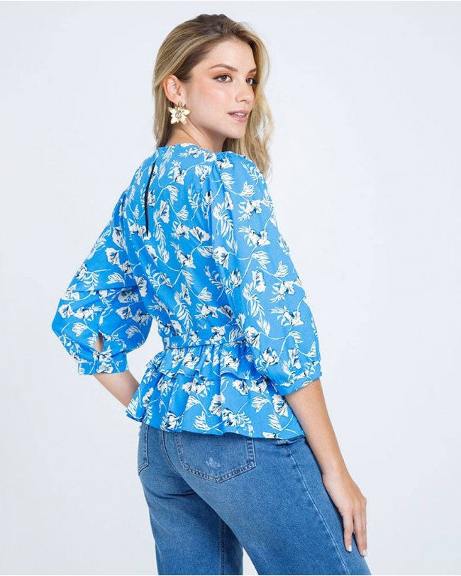 BLUSA MANGA 3/4 PARA MUJER CON PRENCES Adrissa