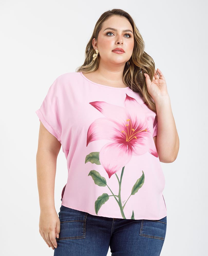 BLUSA MANGA CORTA CON ESTAMPADO FLOR Adrissa