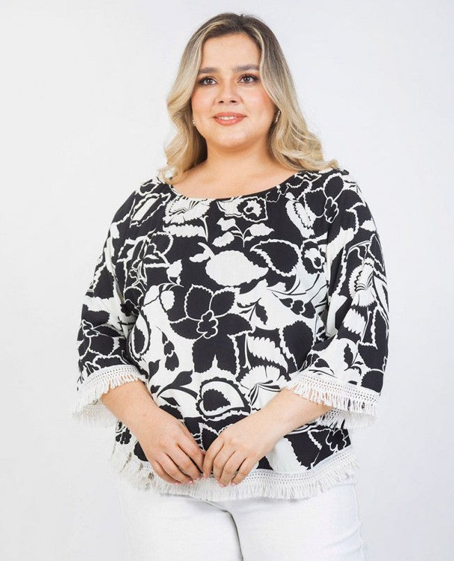 BLUSA MANGA CORTA TALLAS GRANDES ESTAMPA Adrissa