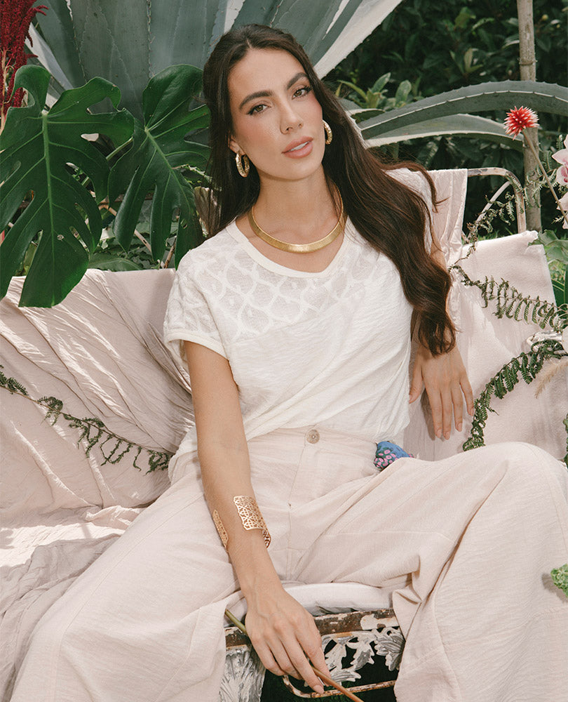 BLUSA MANGA RODADA PARA MUJER EN MEZCLA Adrissa