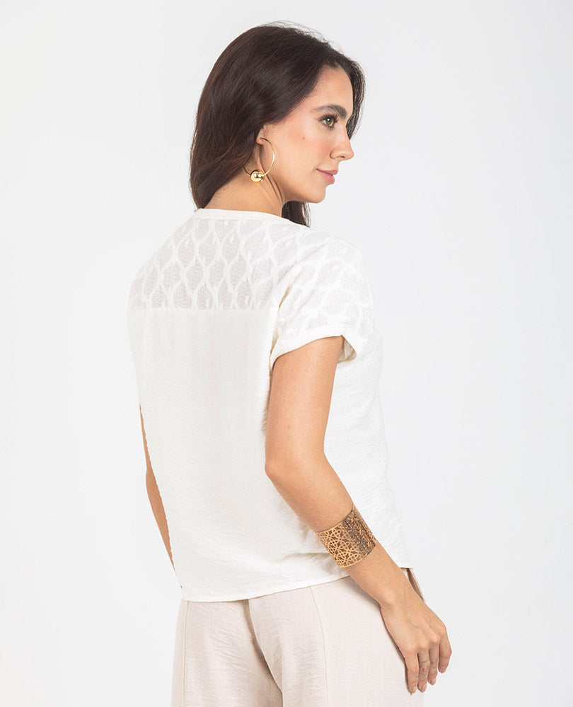 BLUSA MANGA RODADA PARA MUJER EN MEZCLA Adrissa