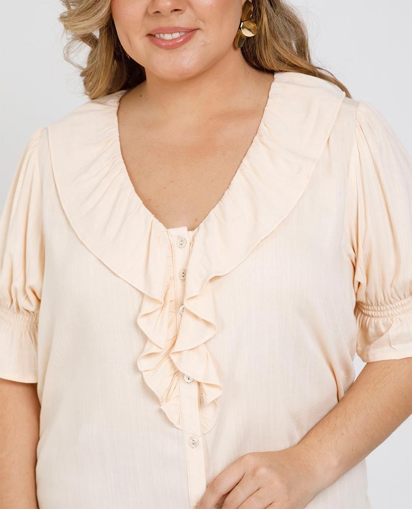 BLUSA ROMANTICA TALLAS GRANDES ESCOTE V Adrissa