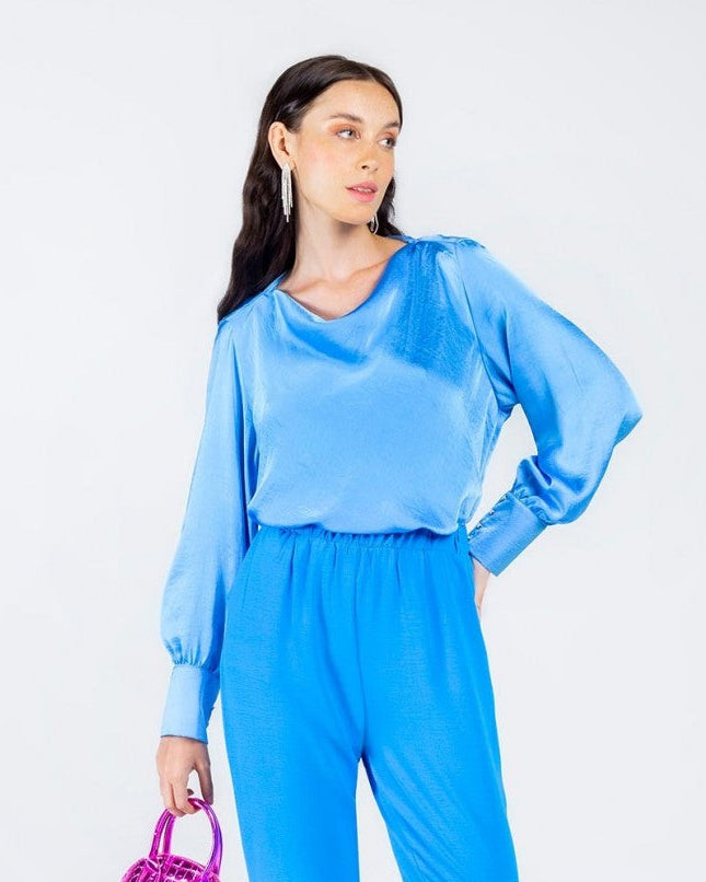 BLUSA SATINADA MANGA LARGA PARA MUJER Adrissa
