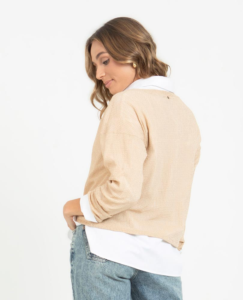 BUZO TEJIDO PARA MUJER ESCOTE SEMIBANDE Adrissa