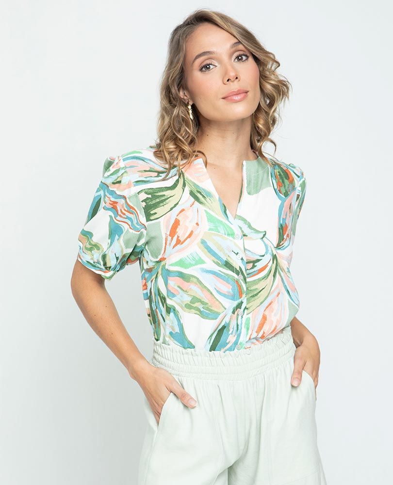 CAMISA ESTAMPADA PARA MUJER MANGA CORTA Adrissa