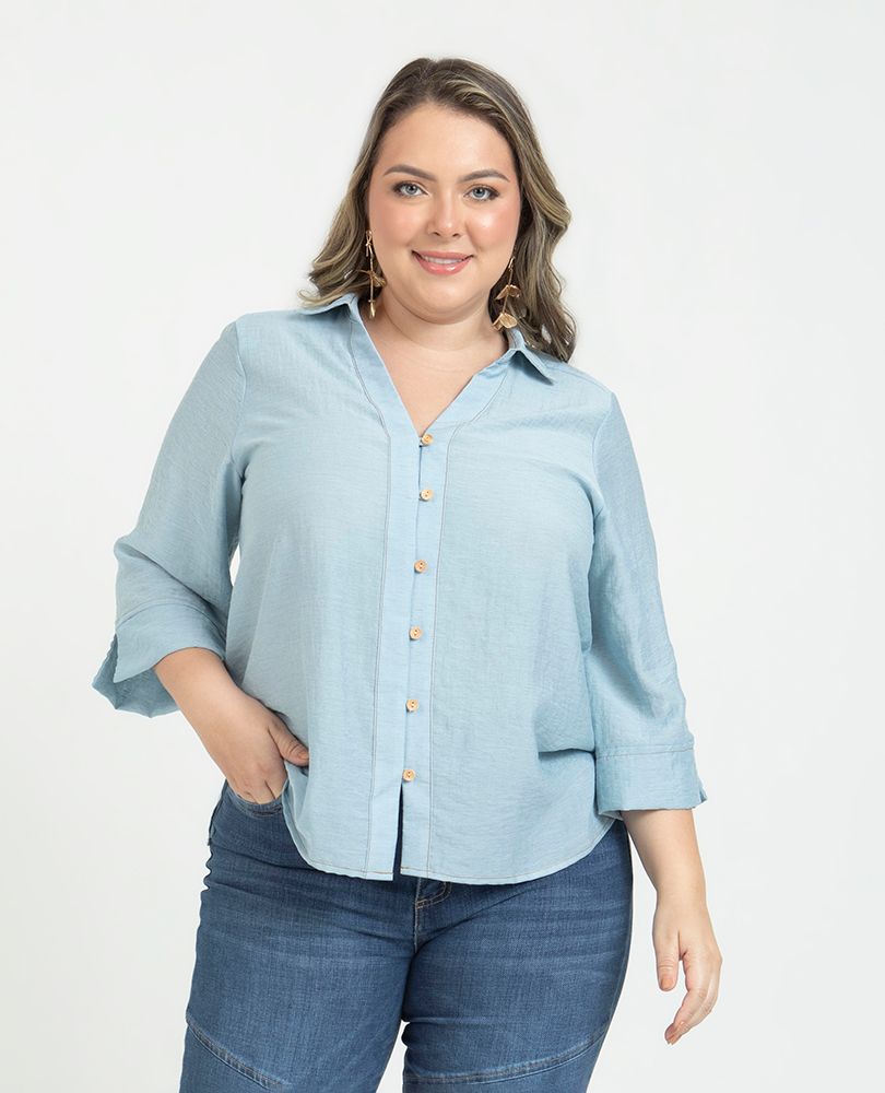 CAMISA MANGA 3/4 TALLAS GRANDES COSTURAS Adrissa