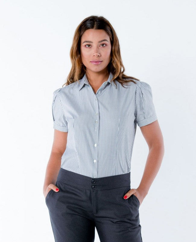 CAMISA RAYAS MANGA CORTA CON VOLUMEN Adrissa