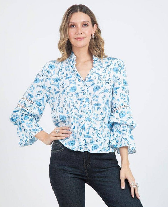 CAMISA ROMÁNTICA PARA MUJER ESTAMPADA Adrissa