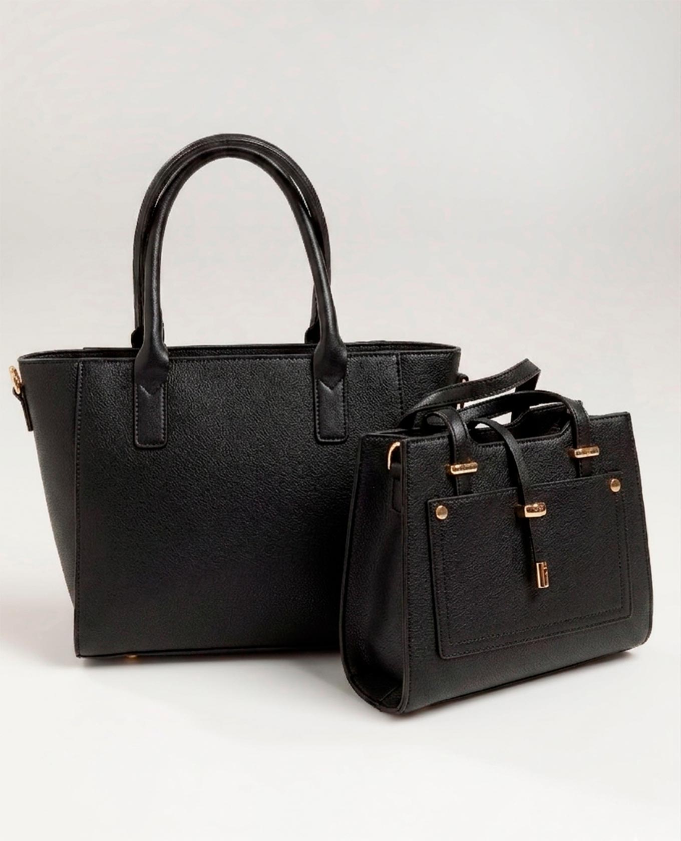 DÚO TOTE ESTRUCTURADO MANOS LIBRES NEGRO Adrissa | Ropa para mujer