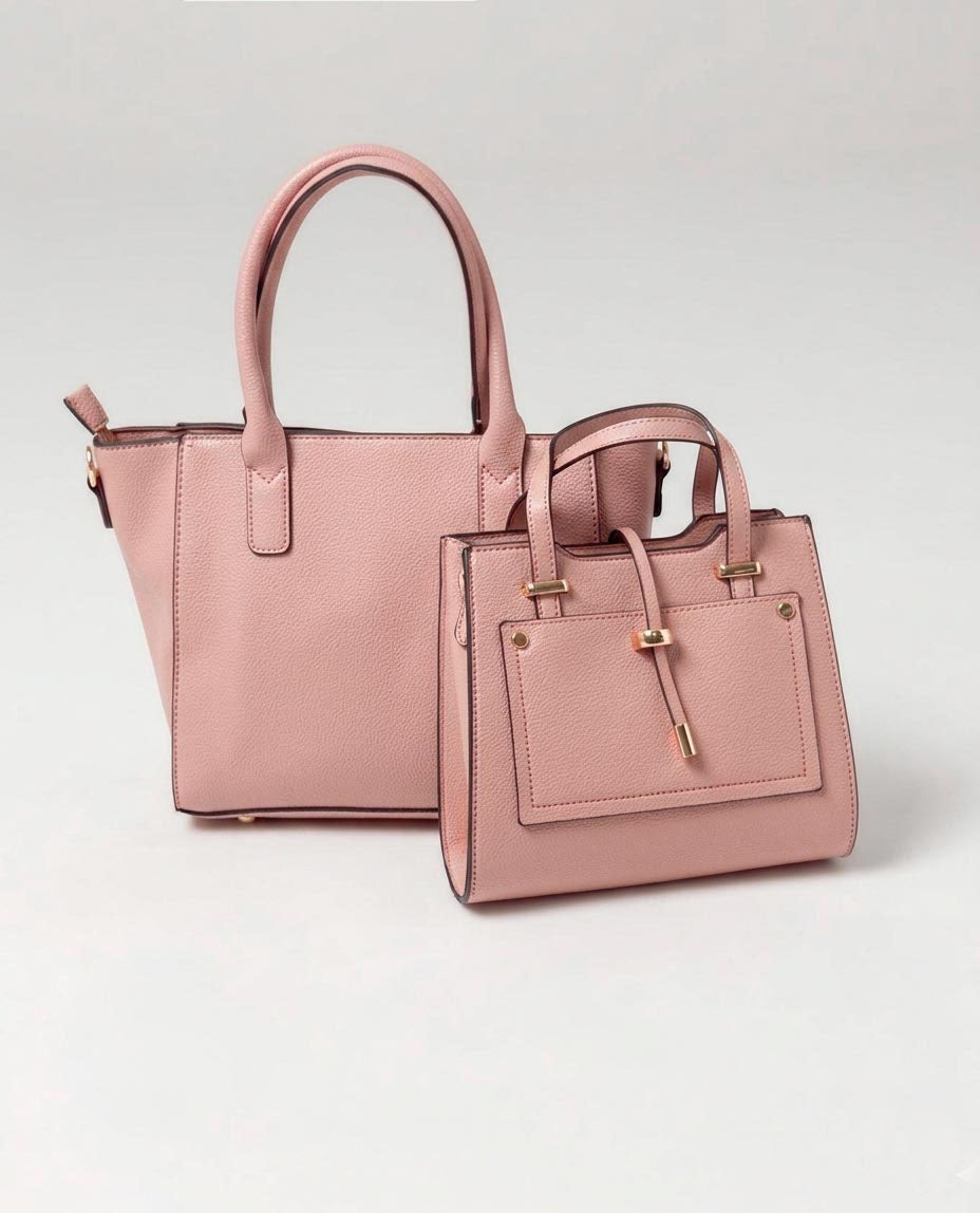 DÚO TOTE ESTRUCTURADO MANOS LIBRES PALO DE ROSA Adrissa | Ropa para mujer