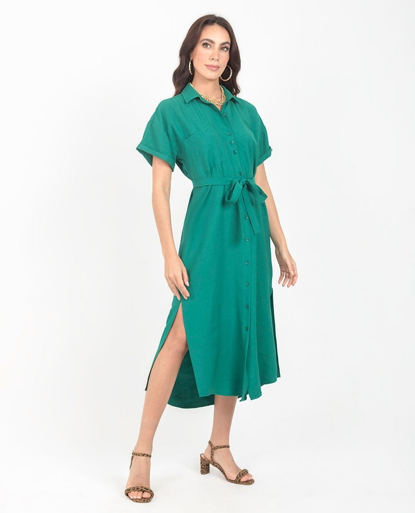 VESTIDO CAMISERO PARA MUJER MANGA CORTA Adrissa