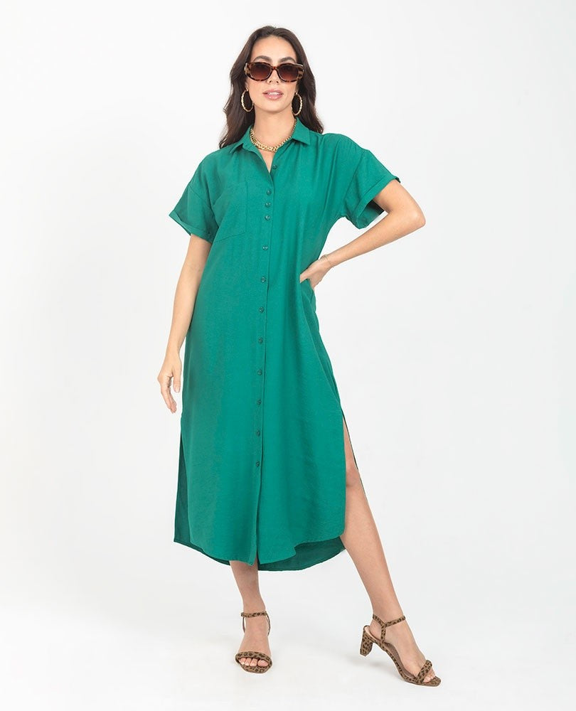 VESTIDO CAMISERO PARA MUJER MANGA CORTA Adrissa