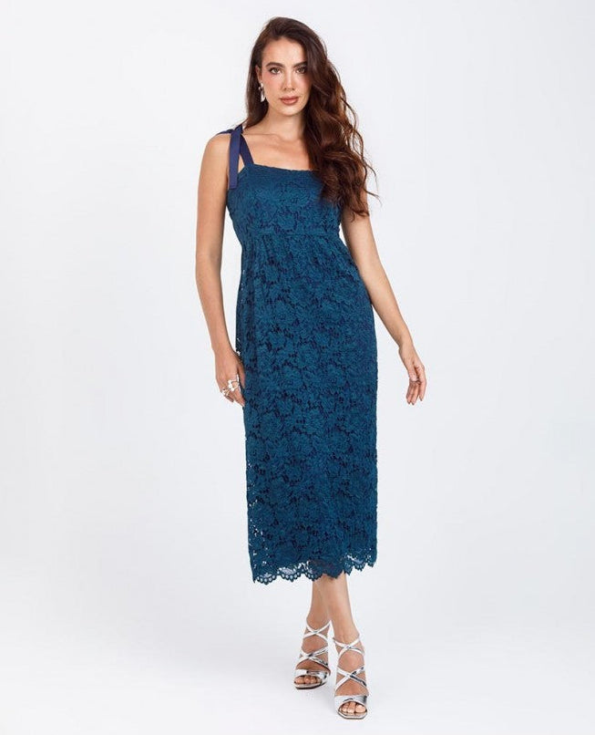 VESTIDO EN BLONDA PARA MUJER CON TIRAS PARA ANUDAR Adrissa