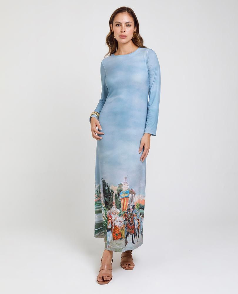 VESTIDO LARGO ESTAMPADO SOROLLA MANGA LARGA Adrissa