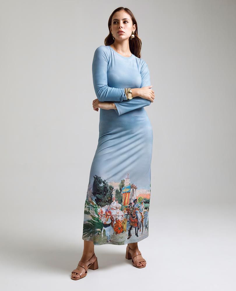 VESTIDO LARGO ESTAMPADO SOROLLA MANGA LARGA Adrissa