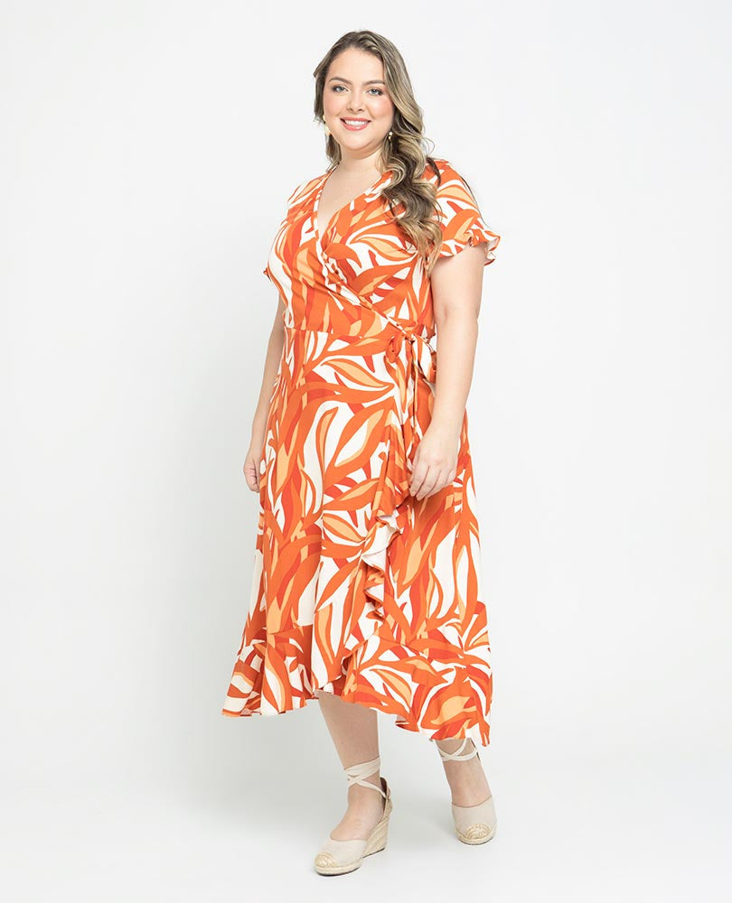 VESTIDO MIDI TALLAS GRANDES SILUETA ENVOLVENTE Adrissa