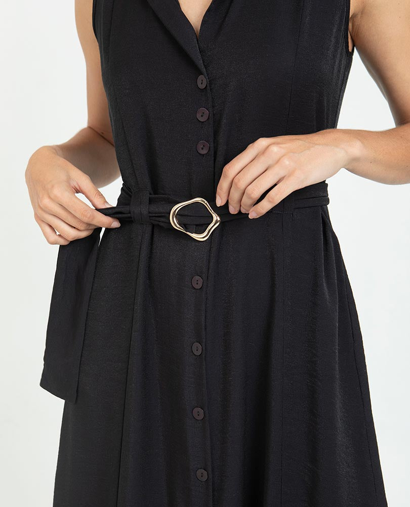 VESTIDO NEGRO PARA MUJER MIDI CAMISERO Adrissa