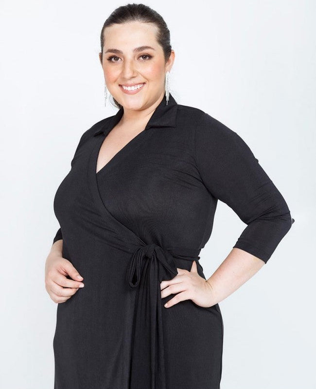 VESTIDO TALLAS GRANDES NEGRO ENVOLVENTE Adrissa