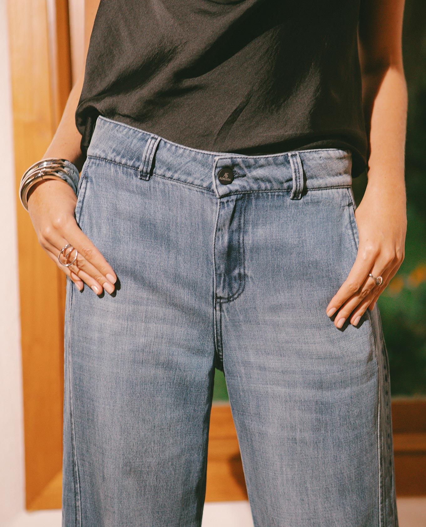 JEAN WIDE LEG PARA MUJER EN LYOCELL CON BOLSILLOS LATERALES Adrissa | Ropa para mujer Jeans