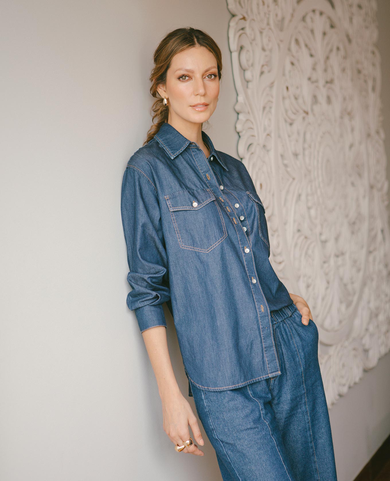 CAMISA CHAMBRAY PARA MUJER SILUETA REGULAR MANGA LARGA Adrissa