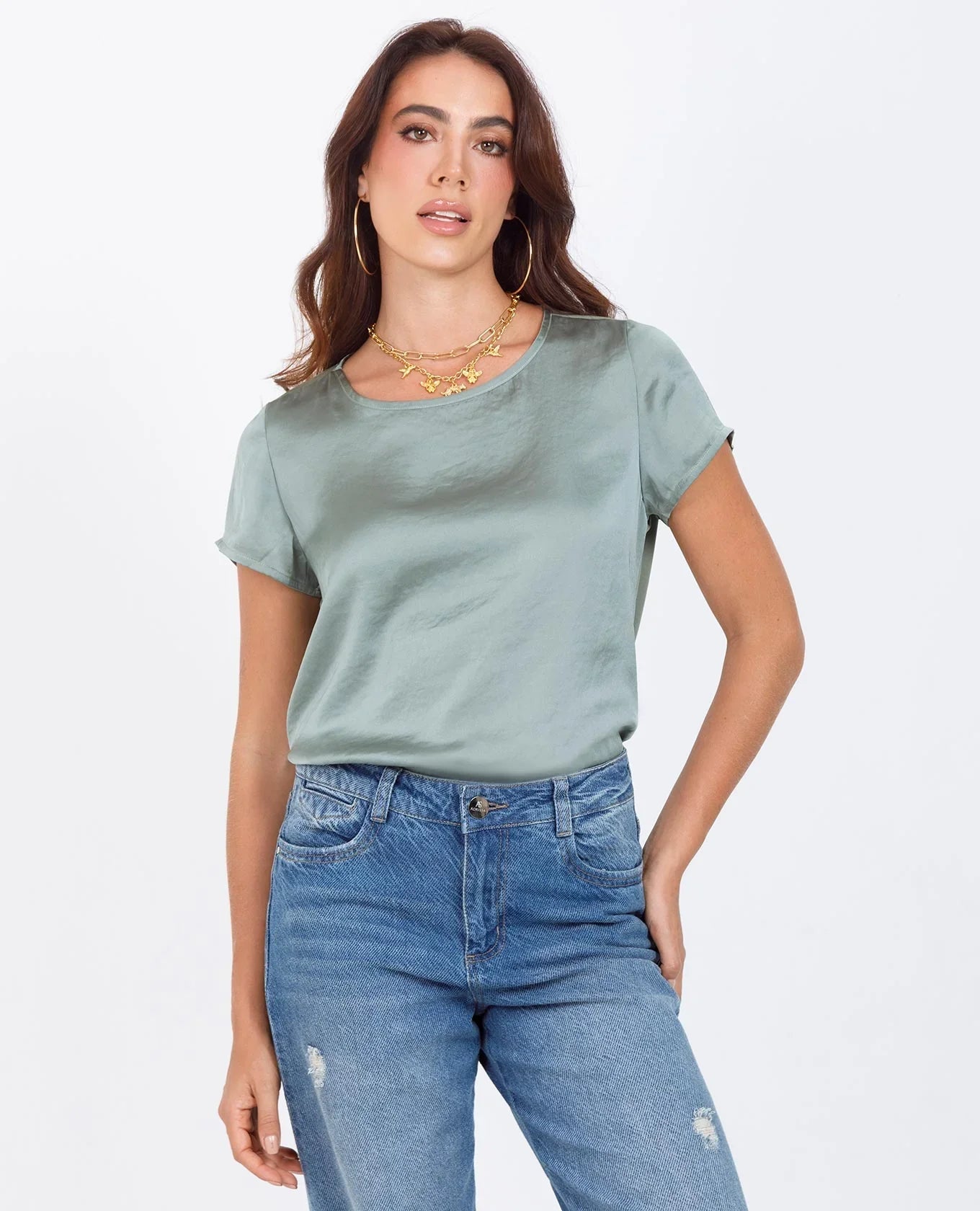 BLUSA ADRISSA BÁSICA JULIANA PARA MUJER VERDE SECO Adrissa